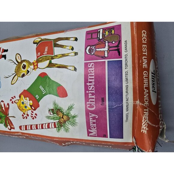 Vintage 30 ' x 2" Fireproof TINSEL GARLAND in Original Box‎ made in Canada - Picture 6 of 7